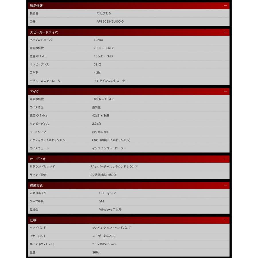 Mad Catz P.I.L.O.T. 5 ゲーミングヘッドセット MADCATZ マッドキャッツ AP13C2INBL000-0J (06) | MAD CATZ | 06