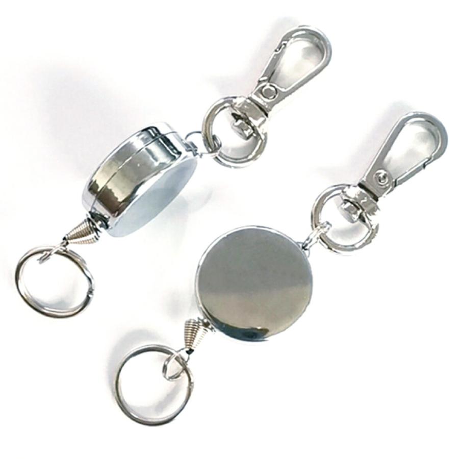 TR-STP011-SV カラビナ ミニリールストラップ シルバー リール長さ 41cm コードリール ストラップ キーホルダー (C) |  | 01