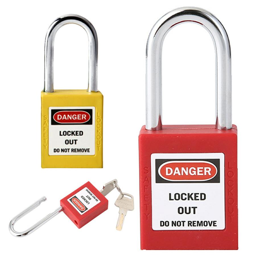 TR-LOK001 ロックアウトキー DANGER 危険 38mm レッド イエロー 南京錠 盗難防止 防犯 セキュリティ 赤 黄 (C) | 