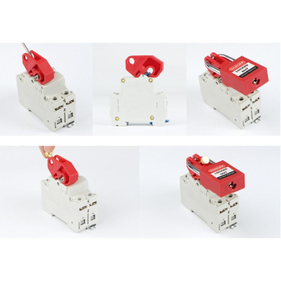 TR-LOK004-RD ブレーカー用 ロックアウト 工具不要 レッド 事故防止 誤操作防止 ブレーカー スイッチ ロック 固定 (C) |  | 02