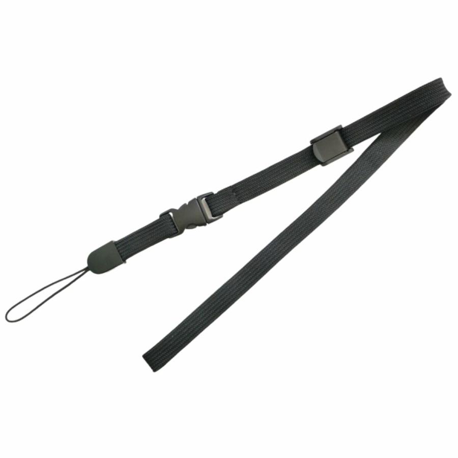 TR-STP017-BK ワンタッチで外せる平紐ストラップ 長さ45cm ブラック ジョイント 着脱 ワンタッチ 黒 (C) | 