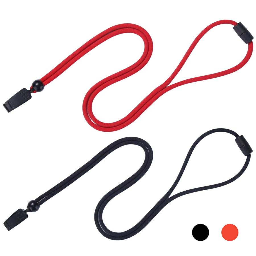 TR-STP018 名札クリップ付き 丸紐ストラップ 長さ44cm ブラック レッド ネックストラップ ストラップ クリップ 黒 赤 (C) | 