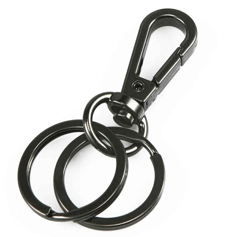 TR-KH002-BK カラビナ キーリング ホルダー リング2個 鍵 小物 紛失防止 オフィス 作業 軽量 ストラップ ブラック (C) | 