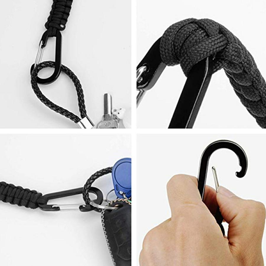 TR-KH003-BK ダブルカラビナ パラコード編み仕様 吊り下げ 高耐久 鍵 小物 工具 紛失防止 作業 アウトドア ストラップ (C) |  | 02
