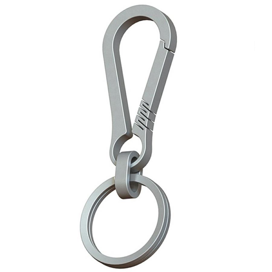 TR-KH004-BK カラビナキーホルダー チタン製 リング付 鍵 小物 工具 作業 アウトドア 軽量 ストラップ マットシルバー (C) | 