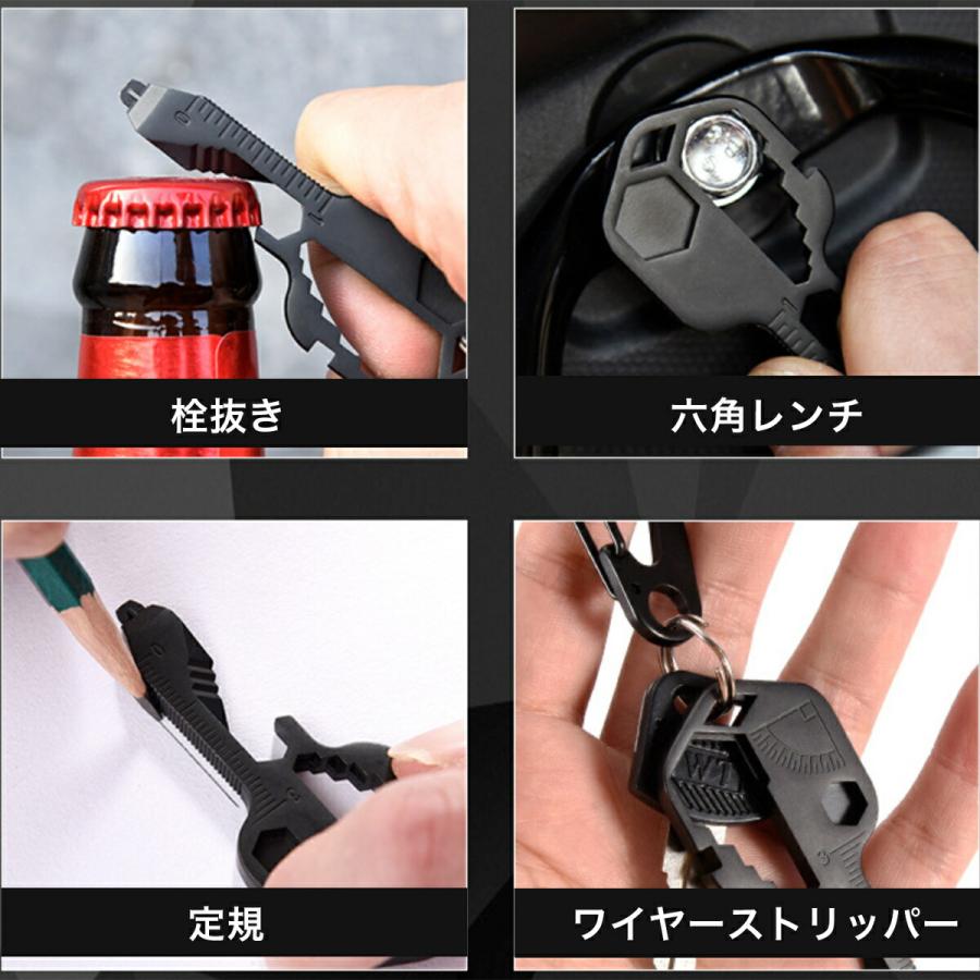 TR-KKT001 カラビナ キーツール カッター ドライバー 測量 栓抜き マルチツール ステンレス製 多機能 コンパクト (C) |  | 01