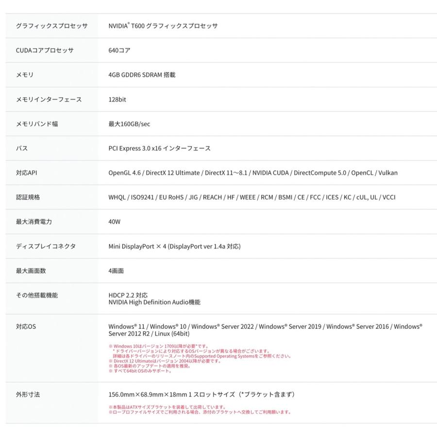 【バルク品】 ELSA ENQT600-4GER NVIDIA T600 メモリ4GB グラフィックボード (06) |  | 04