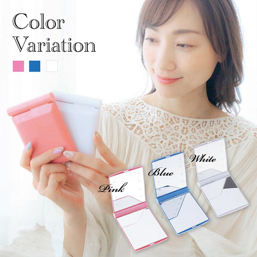 TR-LMR001 LEDライト付 コンパクトミラー 卓上 LED 化粧鏡 二面鏡 メイクミラー ライトミラー 女優ミラー (2C) |  | 05