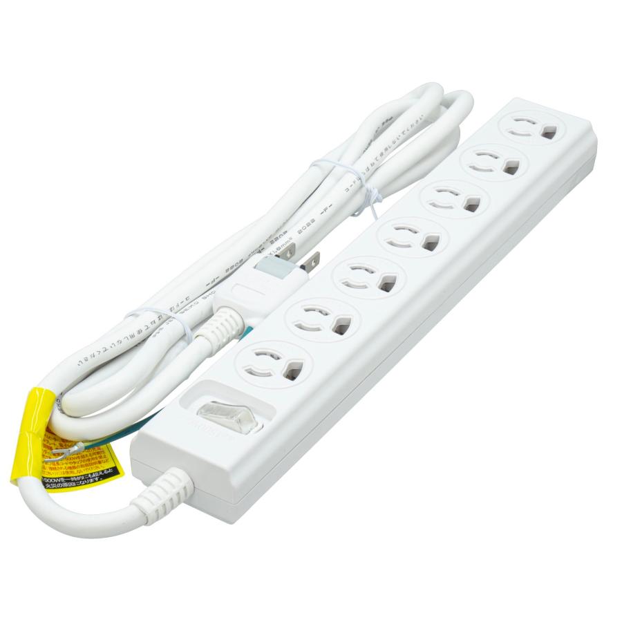 TR-S7T2L03W 延長コード OAタップ 雷ガード 背面マグネット付き 7個口 3m AC 100V 15A 1500W (06) | 