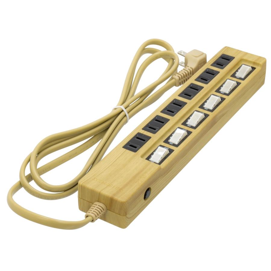 TR-SSK-6S02WD 木目調延長コード OAタップ 6個口 ブレーカー内蔵 2m AC 100V 15A 1500W  (06) | 