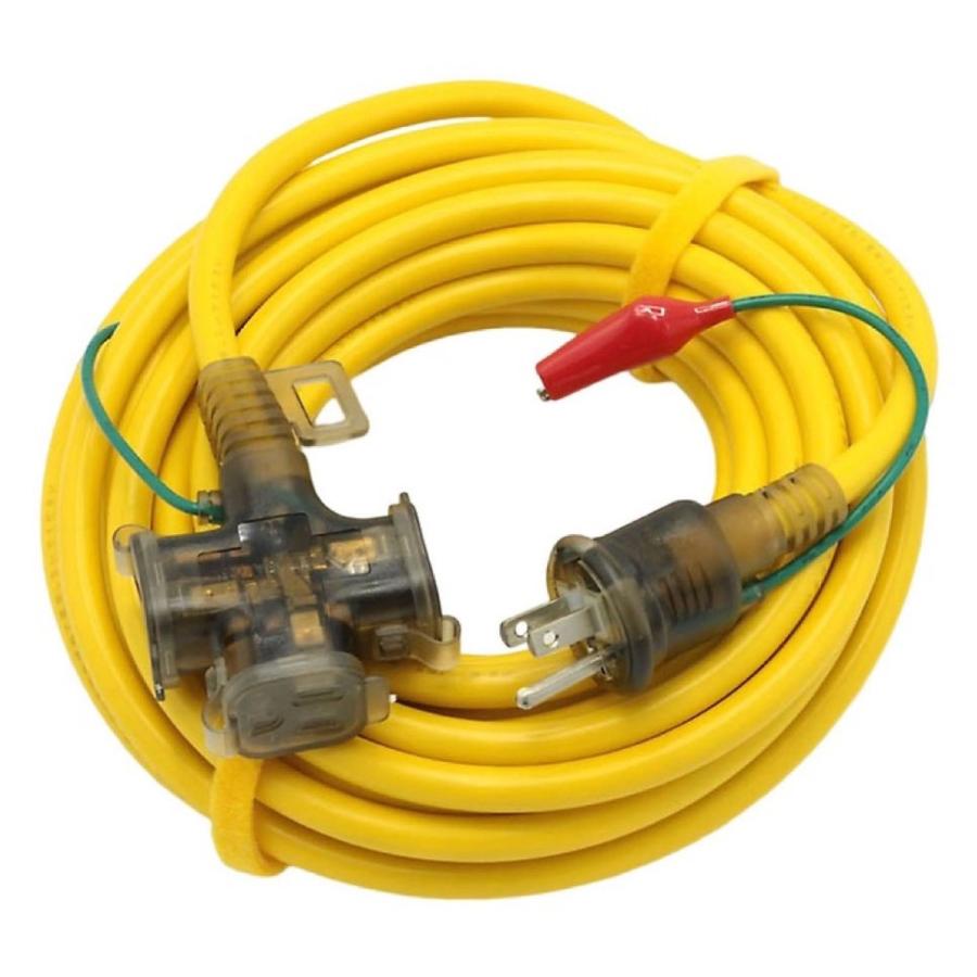 TR-SPE10-Y 十字延長コード 10m 3個口 10m AC 100V 15A 1500W 防塵キャップ付 アース端子付 (05) | 