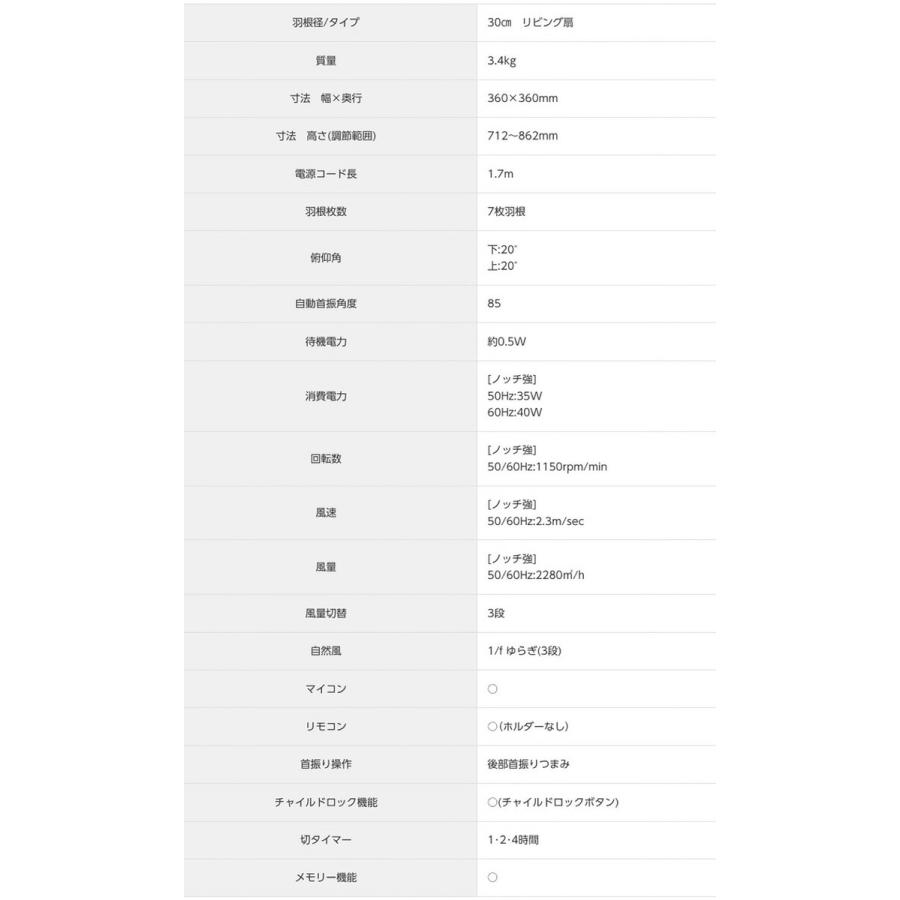 Panasonic F-CW324-W 扇風機 風量3段階 左右首振り 7枚羽 チャイルドロック 切タイマー リモコン付 F-CW324 パナソニック (R) | Panasonic | 06
