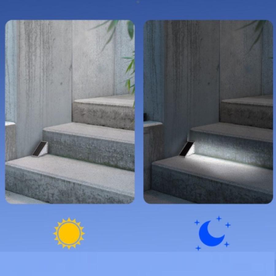 TR-SGL005-W 階段を照らすソーラーライト 2個セット 昼白色 LED 太陽光 ソーラー 屋内 屋外 階段 玄関 庭 ガーデン (06) |  | 02