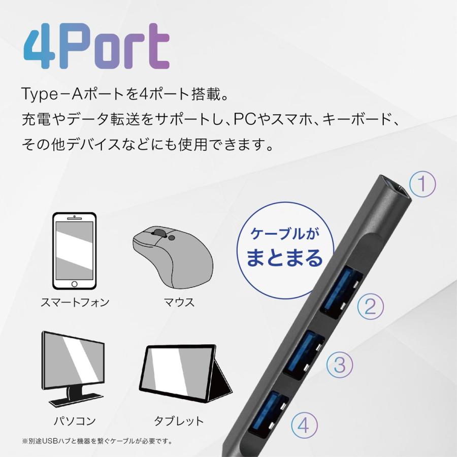 4port USB HUB Tyape-A Type-C USB-C 変換 アダプタ ケーブル 拡張 充電 転送 薄型 軽量 ハブ (2C) |  | 02