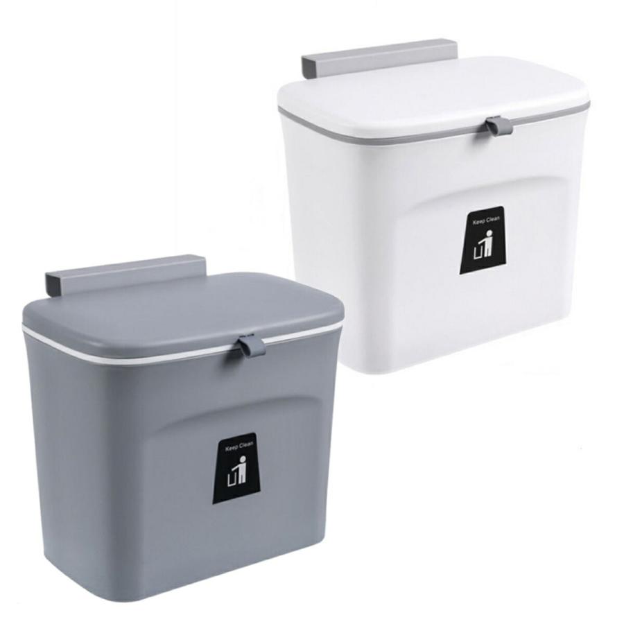 TR-SGF001 シンク扉にかけるゴミ箱 7L フタ付き 大容量 壁掛け 粘着シート ごみ箱 生ごみ ダストボックス キッチン 台所 (08) | 