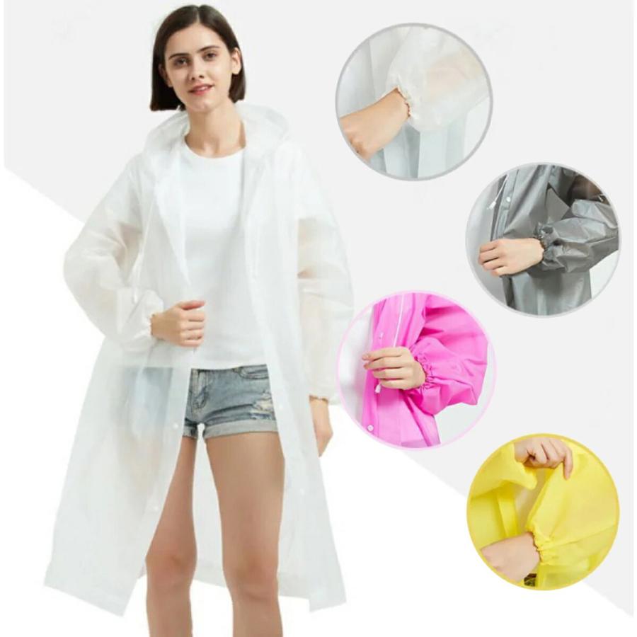 TR-RCF001 カラーレインコート フード付き サイズフリー ロング レインコート カッパ 雨衣 雨 梅雨 軽量 レディース メンズ (3C) | 