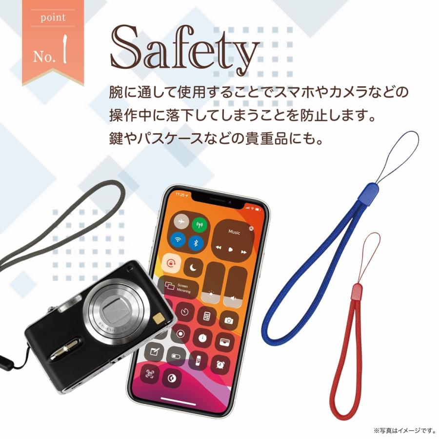 TR-STP004 シンプルカラーストラップ 丸紐 6色 ナイロン 軽量 落下防止 盗難防止 ショート ストラップ (C) |  | 02