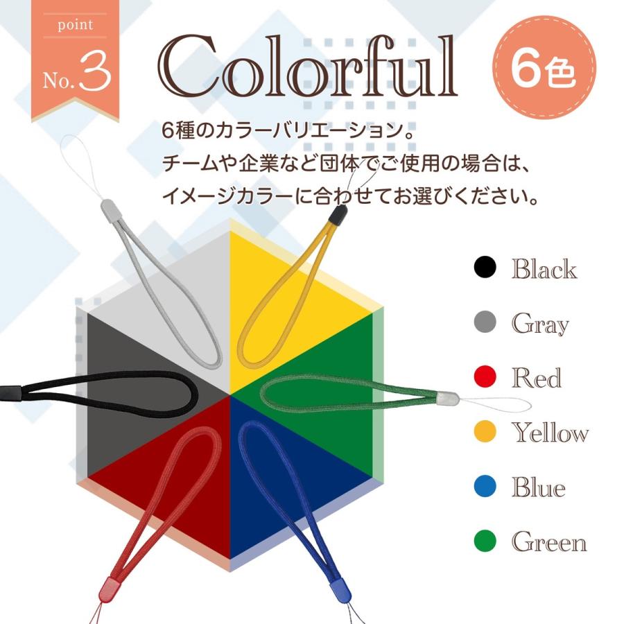TR-STP004 シンプルカラーストラップ 丸紐 6色 ナイロン 軽量 落下防止 盗難防止 ショート ストラップ (C) |  | 04