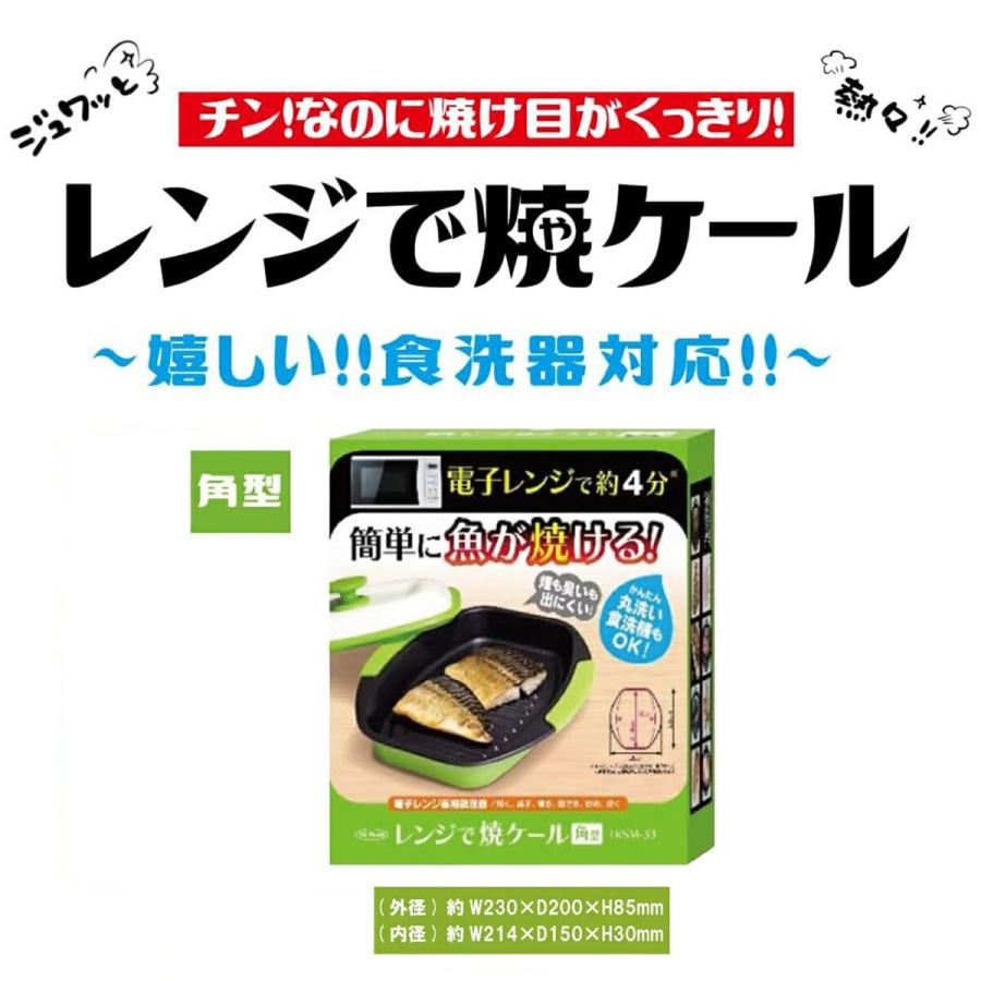 TO-PLAN TKSM-33 レンジで焼ケール 角型 グリーン レンジ調理器 焼き魚 お肉 電子レンジ トプラン 東京企画販売 (R) | TO-PLAN | 02