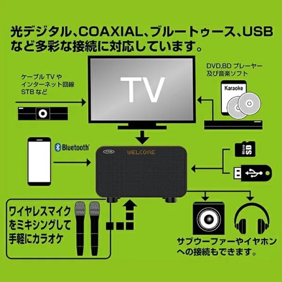 TO-PLAN アンプ内蔵 カラオケスピーカー サウンドプロMAX マイク2本 リモコン付属 Bluetooth TKMI-008 トープラン (R) | TO-PLAN | 05