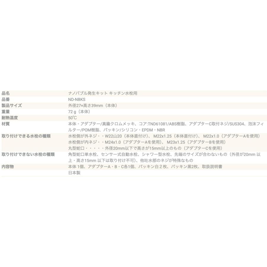 日本電興 ND-NBKS ナノバブル発生装置 キッチン水栓用  泡沫 丸型 日本製 ナノバブル 節水 蛇口 NIHON DENKO (05) | 日本電興 | 08
