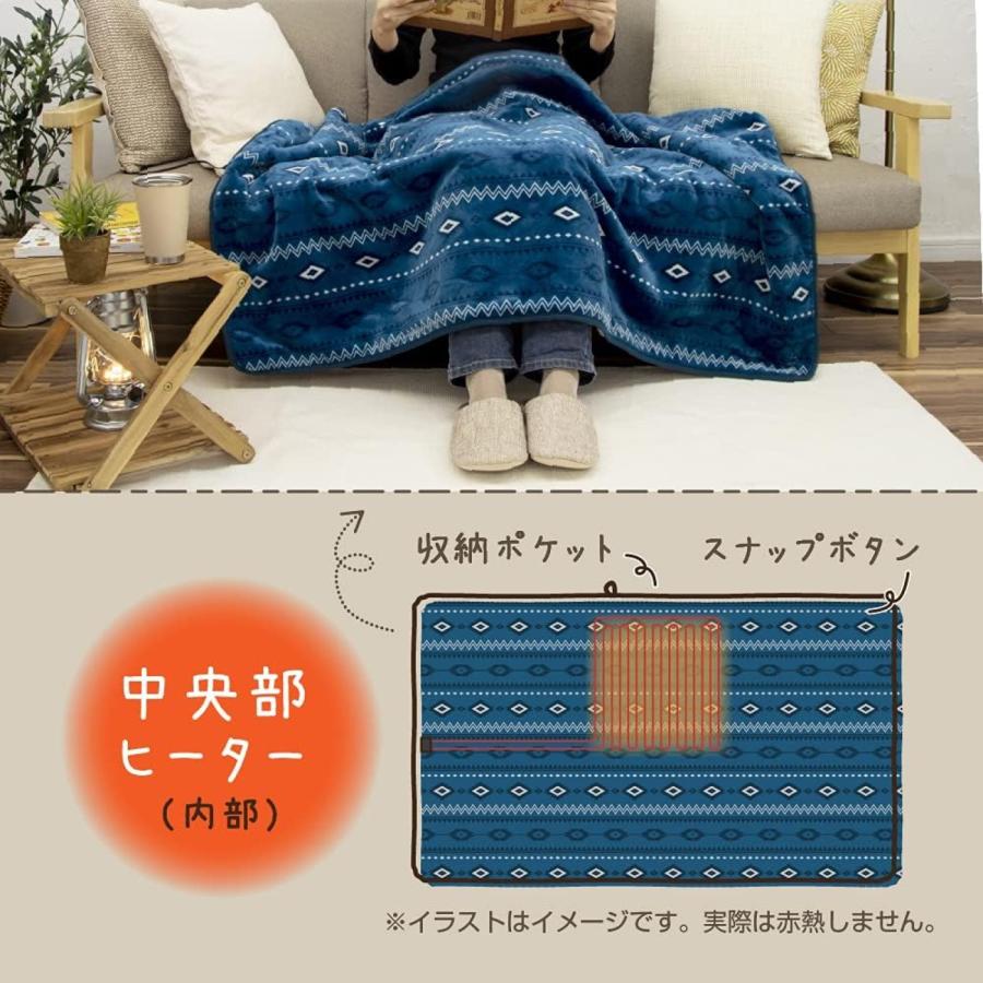 ZEPEAL DAB-B11L どこでもあったかブランケット ブルー USB対応 ひざ掛け ケープ 腰巻き ブランケット 電気 ゼピール 電響社 (10) | ZEPEAL | 02