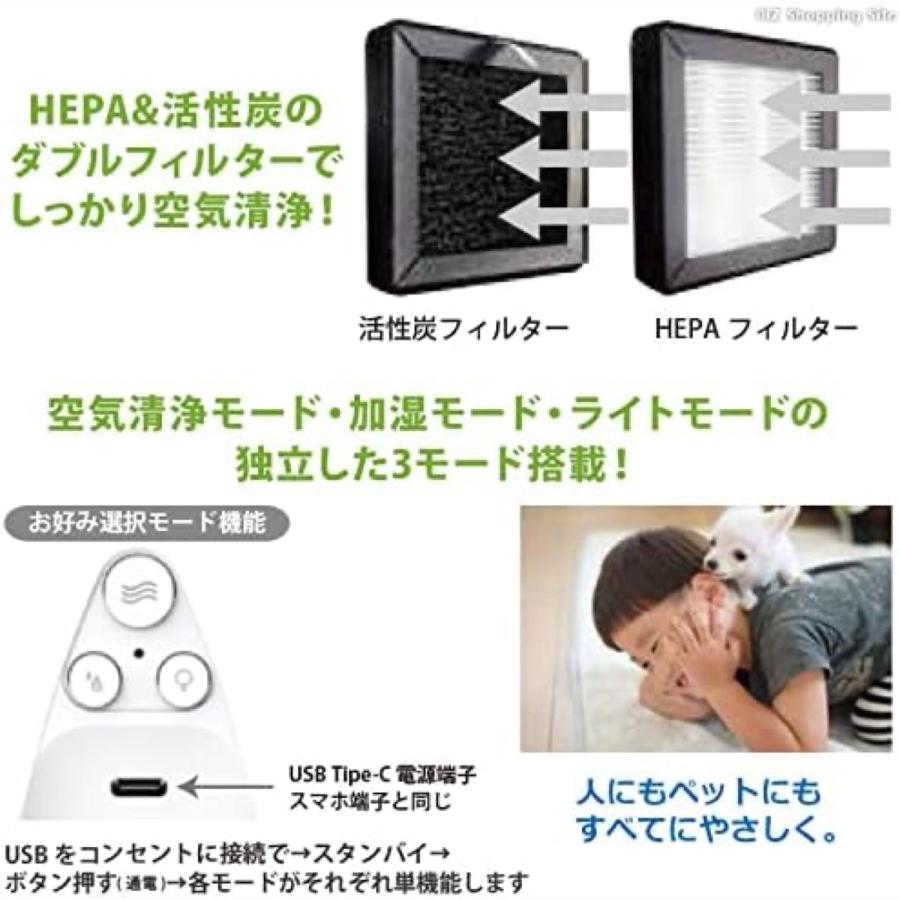 arwin+ AAP-K9 加湿 & 空気清浄機 10畳 USB Type-C マイナスイオン HEPA 活性炭 消臭 除菌 アーウィン (06) | Arwin | 02