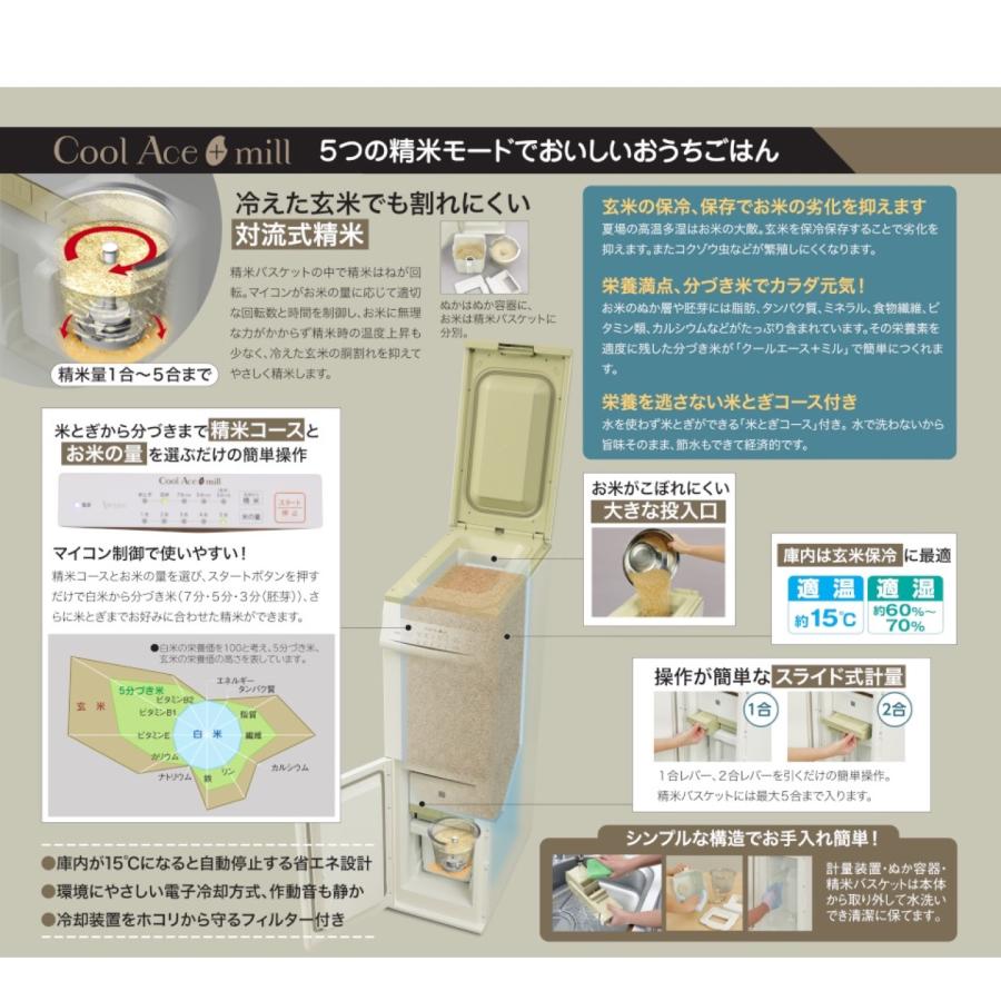 保冷米びつ クールエース プラスミル PHK-120W 精米 米とぎ 15℃ 保冷 クーラー 冷蔵 保存 精米機 Cool Ace +mill (M) | エムケー精工 | 02