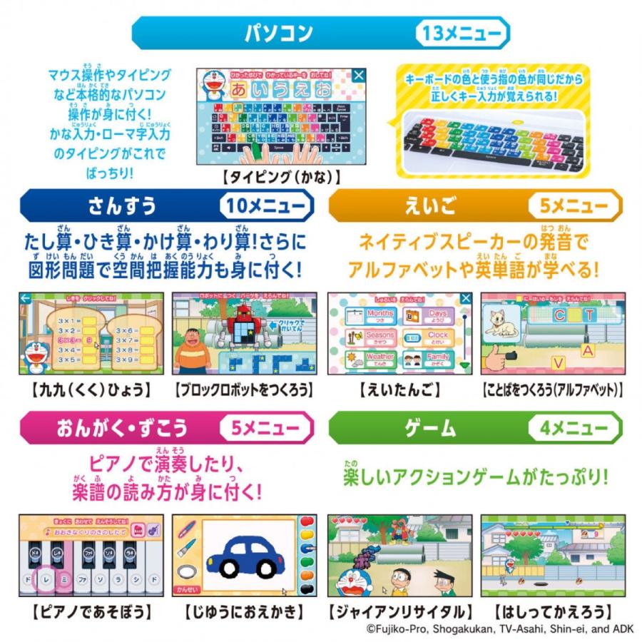 BANDAI ドラえもん AIパソコン プログラミング タイピング AI 学習 勉強 STEM教育 クイズ ゲーム  子ども パソコン  バンダイ (F) | BANDAI | 06