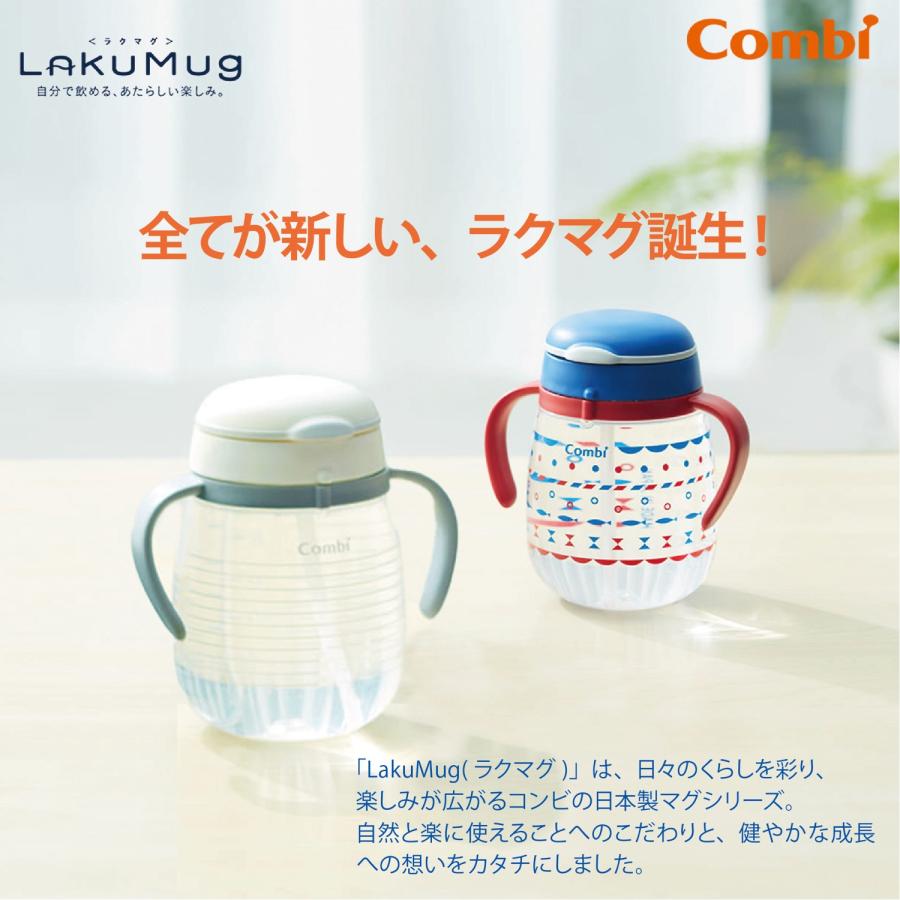 Combi ラクマグ 漏れないストロー ボーダー WH ホワイト 340ml ラージボトル 食洗器OK 日本製 113446 コンビ (06) | Combi | 02