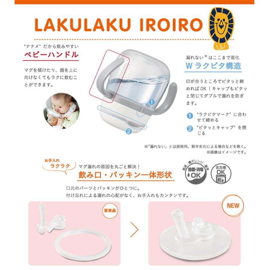 Combi ラクマグ 漏れないストロー ボーダー WH ホワイト 340ml ラージボトル 食洗器OK 日本製 113446 コンビ (06) | Combi | 03