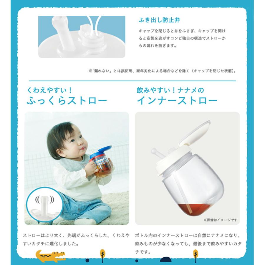 Combi ラクマグ 漏れないストロー ボーダー WH ホワイト 340ml ラージボトル 食洗器OK 日本製 113446 コンビ (06) | Combi | 05