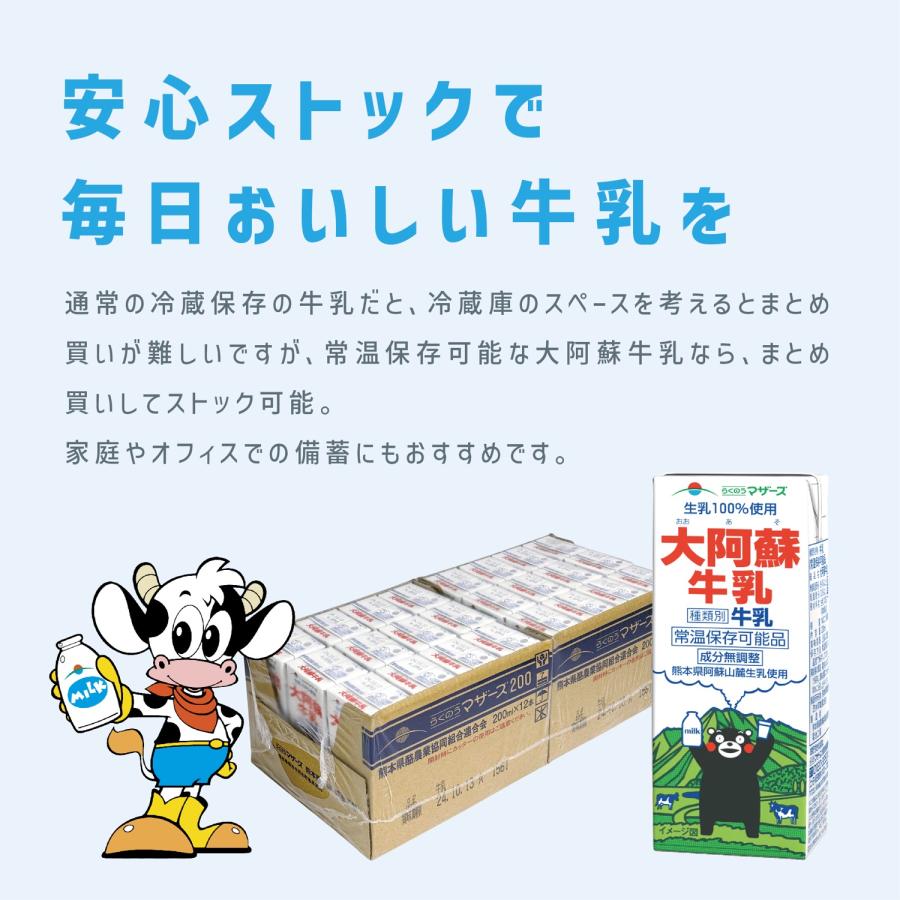 大阿蘇牛乳 200ml くまモン 成分無調整 常温保存 長期保存 牛乳 ミルク らくのうマザーズ (06) |  | 04