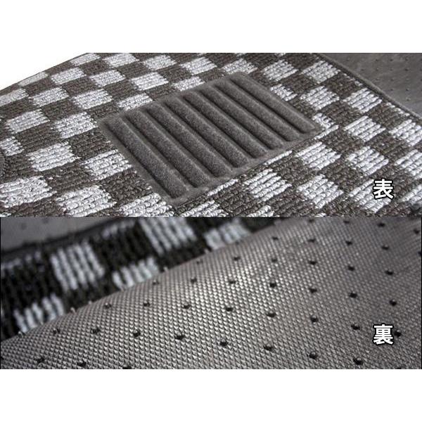 ハイエース 200系 ワイド用 フロアマット チェック柄 黒&灰 8Pセット