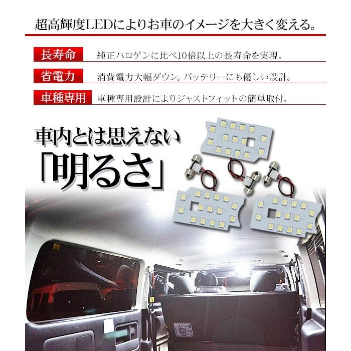 ハイエース 200系 DX パーツ LED ルームランプ 3点セット 超高輝度