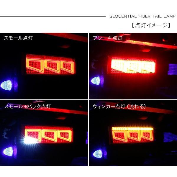 シーケンシャル ファイバー LED テールランプ 助手席側用 3連 角型