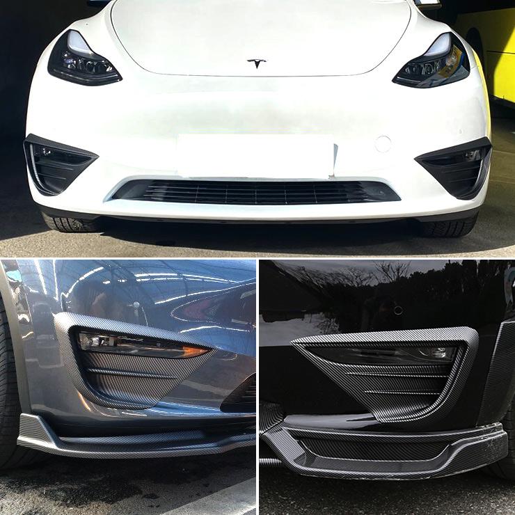 テスラ モデルY フォグランプカバー カーボン調 ブラック Tesla Model