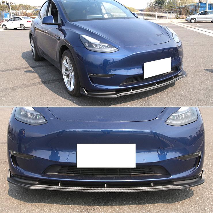 テスラ モデルY フロント リップスポイラー カーボン調 ブラック Tesla