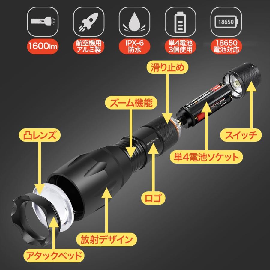 LEDハンディライト ハンドライト 防水 ライト 懐中電灯 防犯 防災 電池