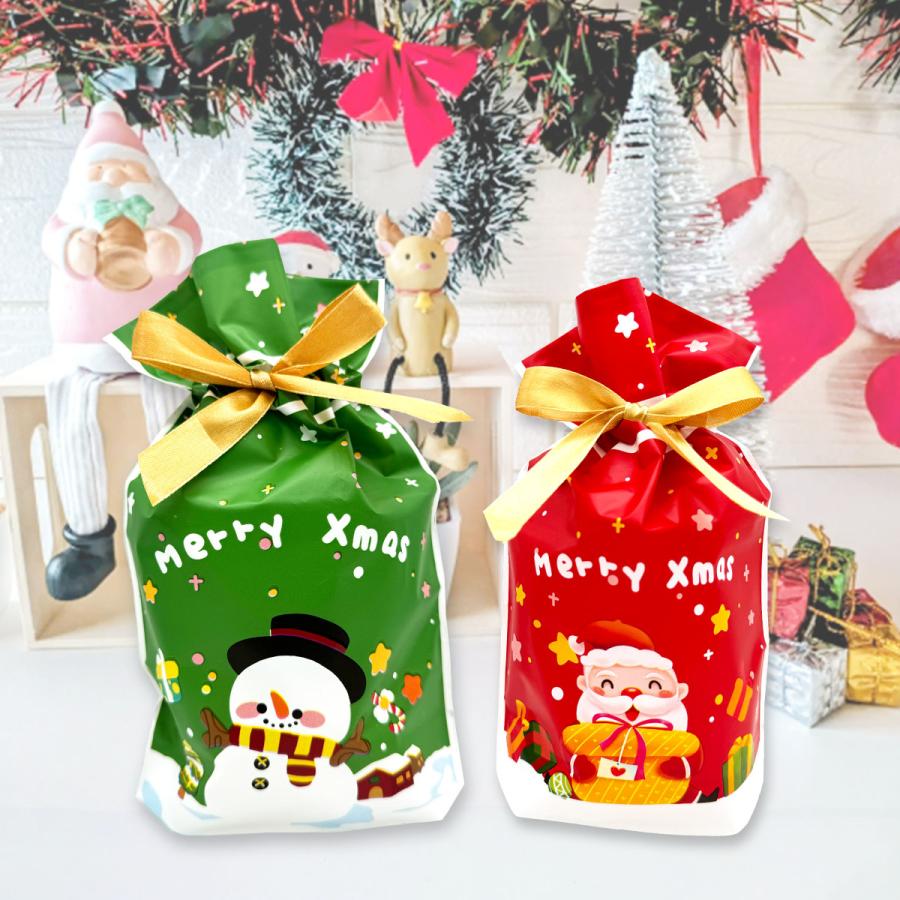 ラッピング 袋 ハロウィン クリスマス 各6種 マチあり リボン付き プレゼント ギフト 包装 小分け袋 贈り物用 イベント 送料無料 |  | 06