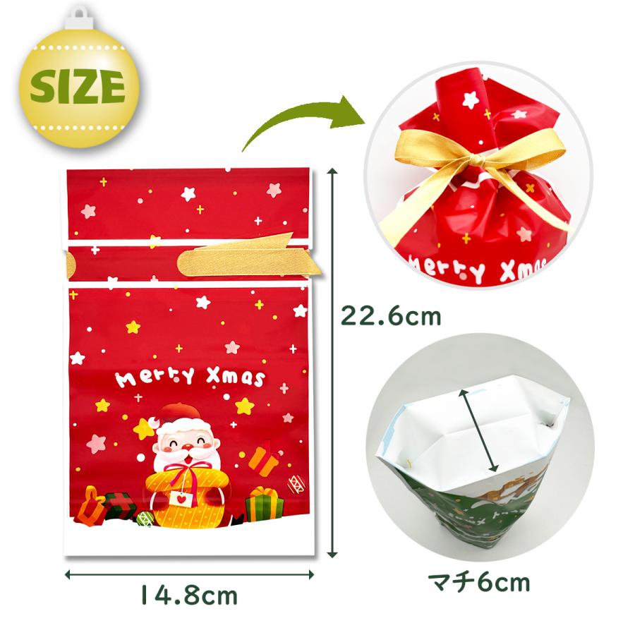 ラッピング 袋 ハロウィン クリスマス 各6種 マチあり リボン付き プレゼント ギフト 包装 小分け袋 贈り物用 イベント 送料無料 |  | 08