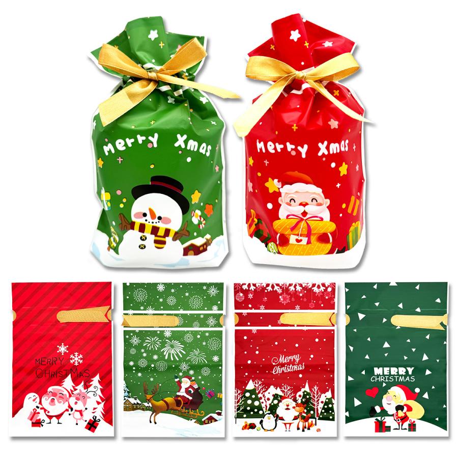 ラッピング 袋 ハロウィン クリスマス 各6種 マチあり リボン付き プレゼント ギフト 包装 小分け袋 贈り物用 イベント 送料無料 |  | 10