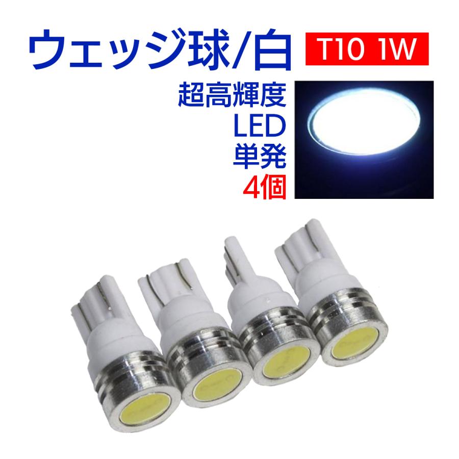 LED T10 ウェッジ 1W 超高輝度 パワー ホワイト 4個セット ポイント消化