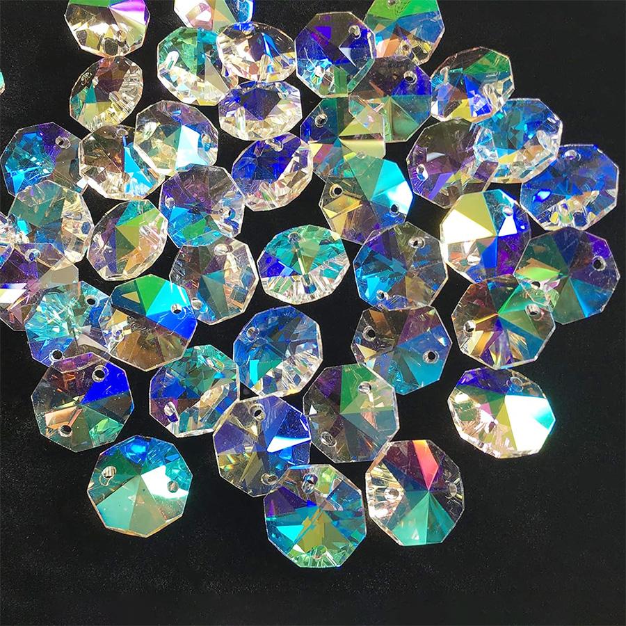 サンキャッチャー 水晶 インテリア飾り パーツ 1.4cm 2つ穴 大容量セット 装飾 K9 クリスタルガラス パーツ オクタゴン 八角 送料無料 |  | 01