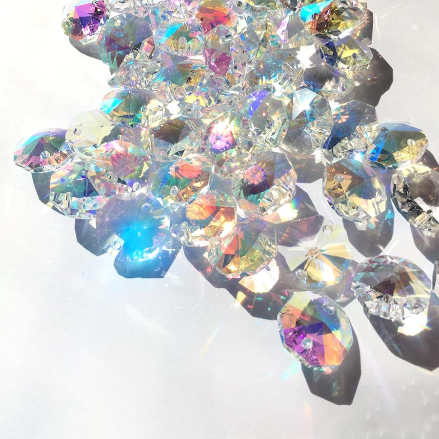 サンキャッチャー 水晶 インテリア飾り パーツ 1.4cm 2つ穴 大容量セット 装飾 K9 クリスタルガラス パーツ オクタゴン 八角 送料無料 |  | 05