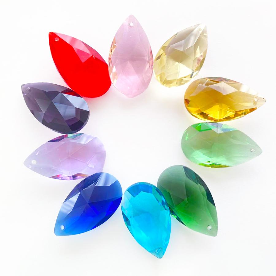 サンキャッチャー 水晶 インテリア飾り 装飾 材料 クリスタル しずく型 10色セット 38mm シャンデリア作り 練習用 送料無料 |  | 02