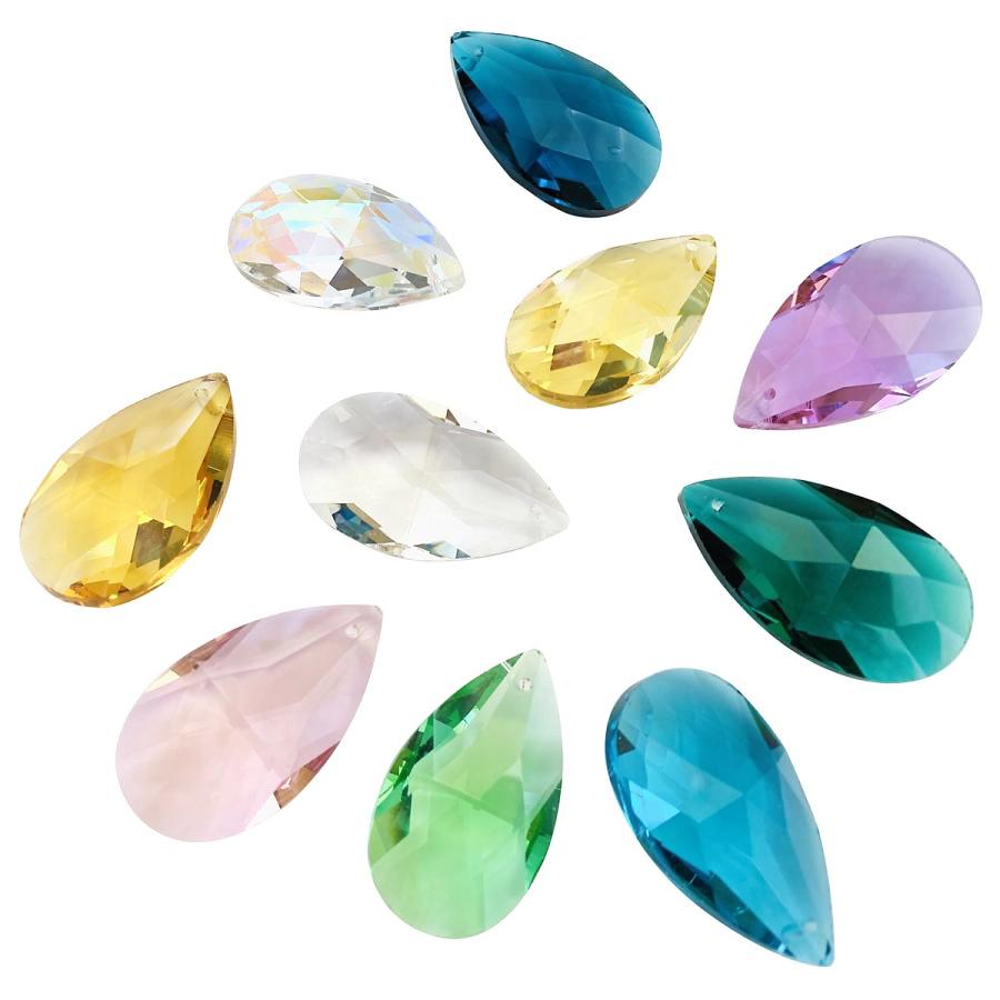 サンキャッチャー 水晶 インテリア飾り 装飾 材料 クリスタル しずく型 10色セット 38mm シャンデリア作り 練習用 送料無料 |  | 04