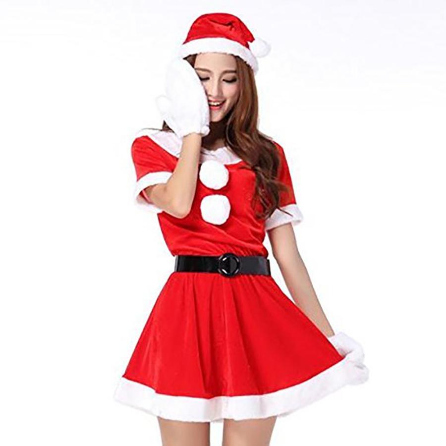 サンタ コスプレ レディース ワンピース 手袋付き 4点セット 送料無料 |  | 03