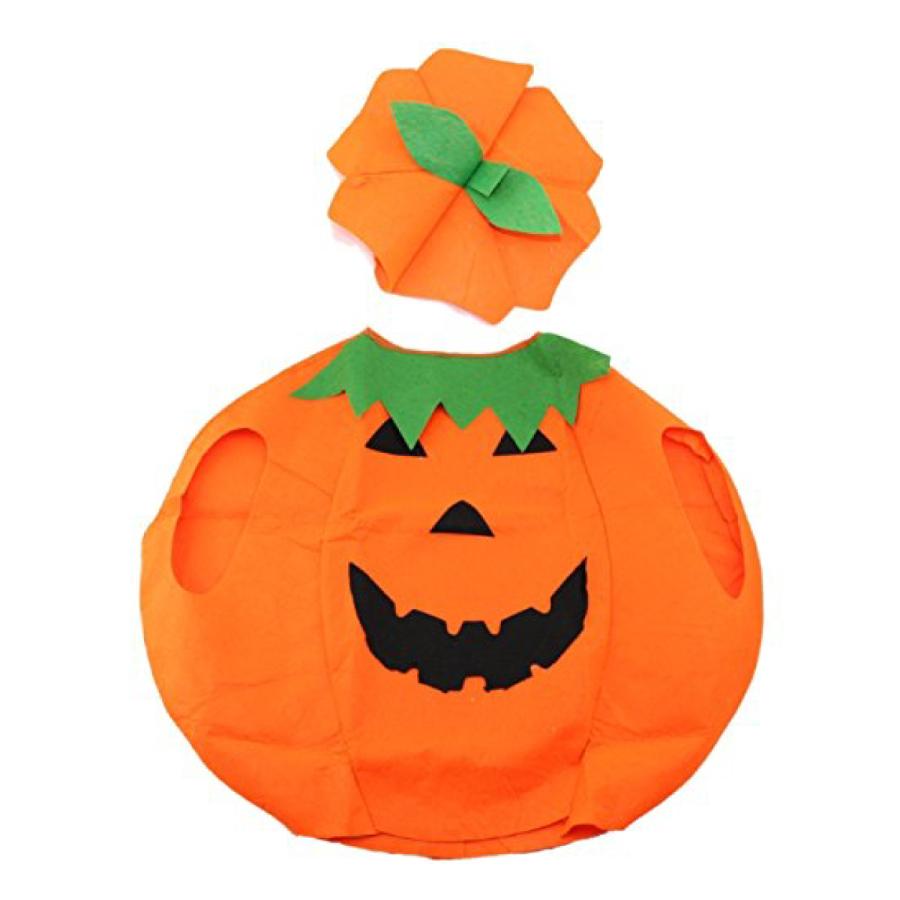ハロウィン コスプレ パンプキン衣装 かぼちゃ風 帽子付き マント 親子 男の子 女の子 ジャックオーランタン 送料無料 |  | 01