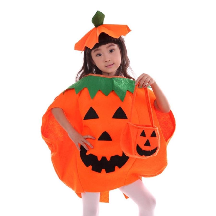 ハロウィン コスプレ パンプキン衣装 かぼちゃ風 帽子付き マント 親子 男の子 女の子 ジャックオーランタン 送料無料 |  | 02